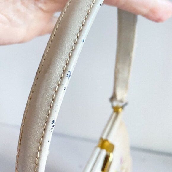 Vintage Ivory  Floral Needlepoint Pretty Cute Top Handle Bag - Picture 6 of 11